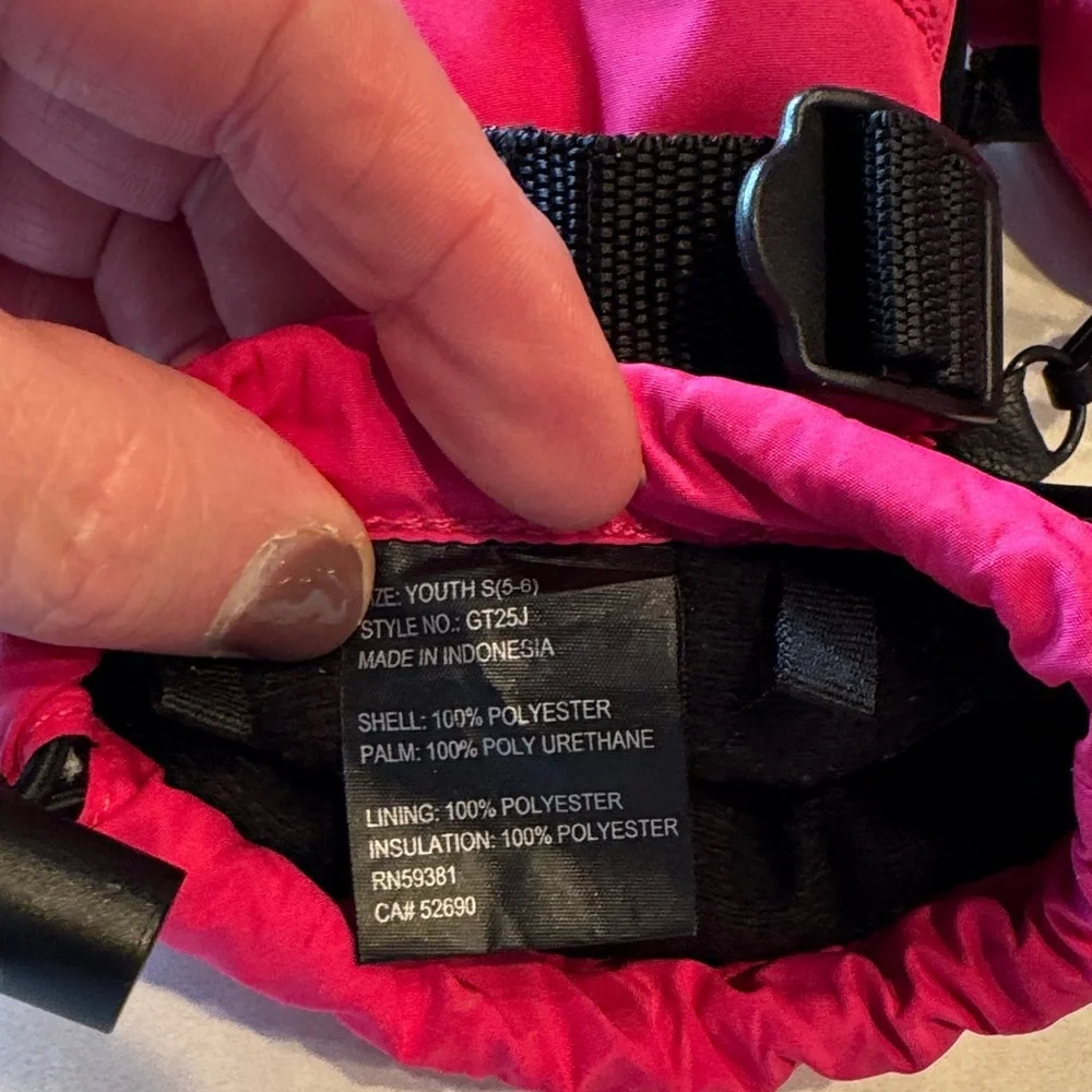 Vibrant Pink Kids Mittens with goreTex Adjustable Straps